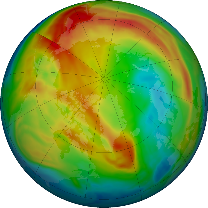 Arctic ozone map for 25 January 2017